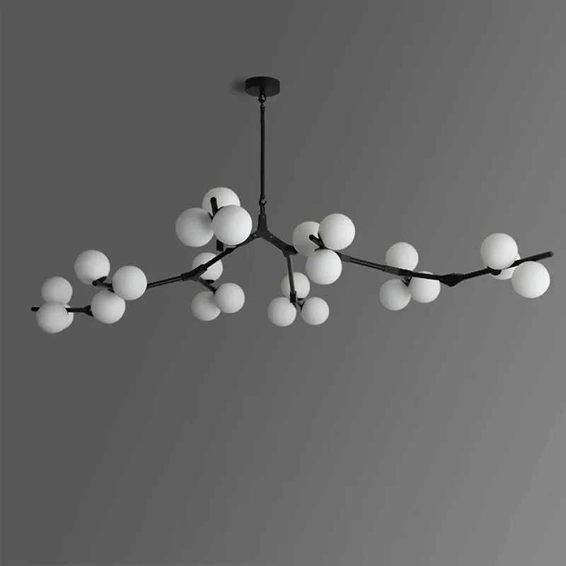 Rustic Wooden Chandelier With Frosted Glass Shades