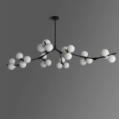 Rustic Wooden Chandelier With Frosted Glass Shades
