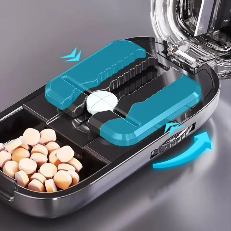 Compact Travel Pill Box Cutter Container