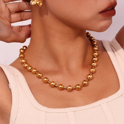 Elegant Gold Chunky Bead Necklace