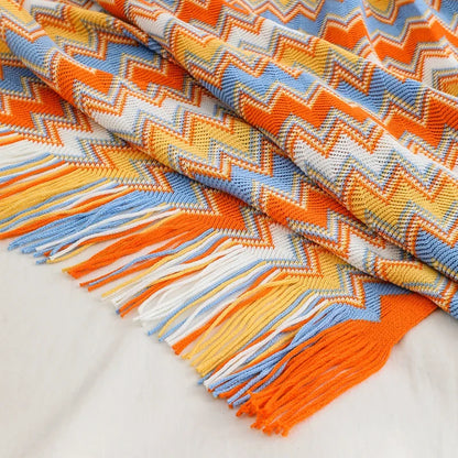 Cozy Fringed Throw Blanket Rustic Red Plush