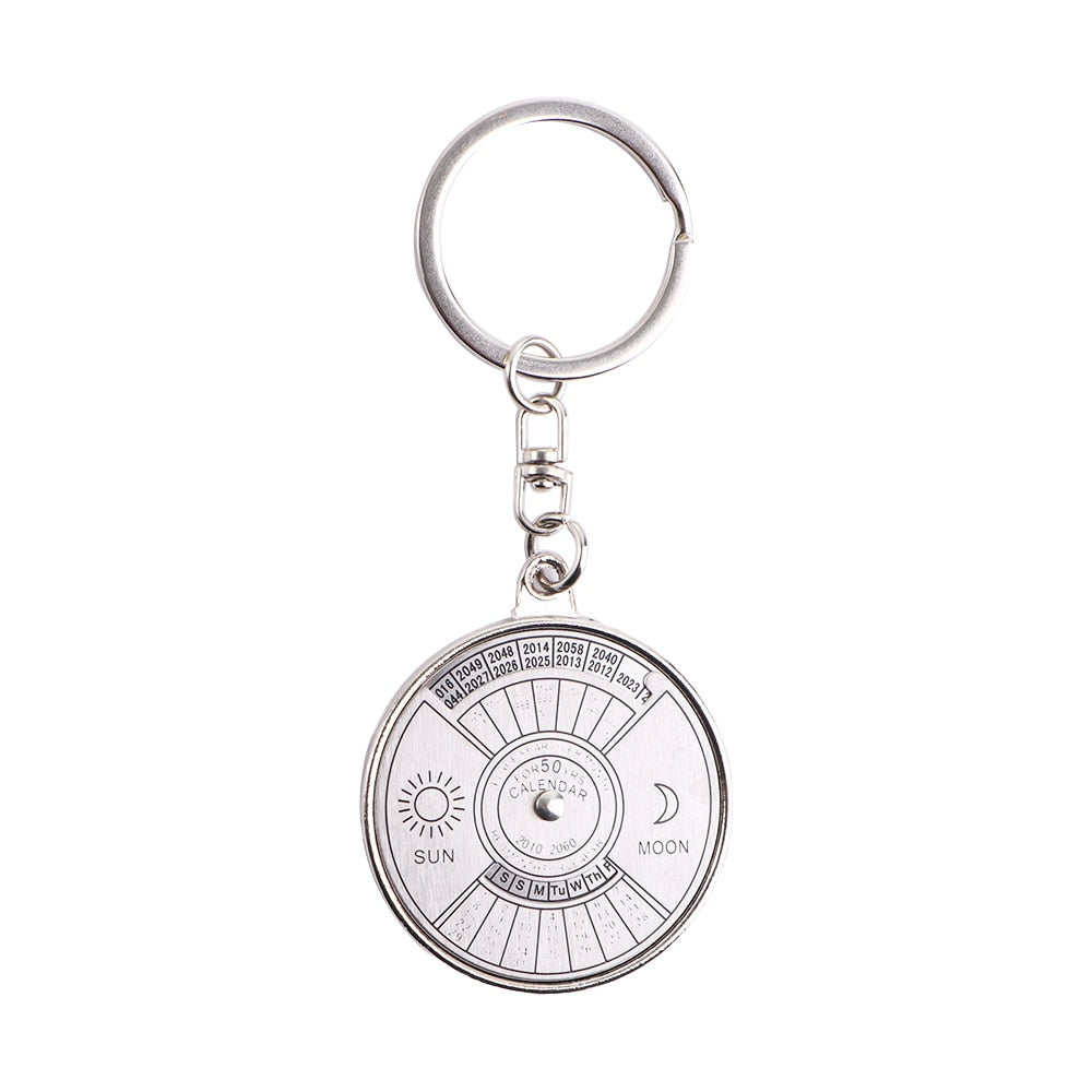 Small Silver Desk Calendar Keychain Necklace