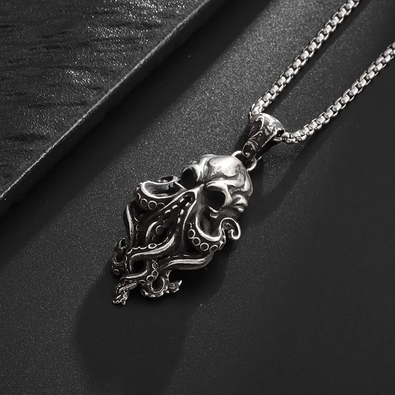 Dark Skull Ocean Pendant Necklace - Luxicro
