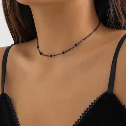 Dainty Silver Beaded Chain Necklace