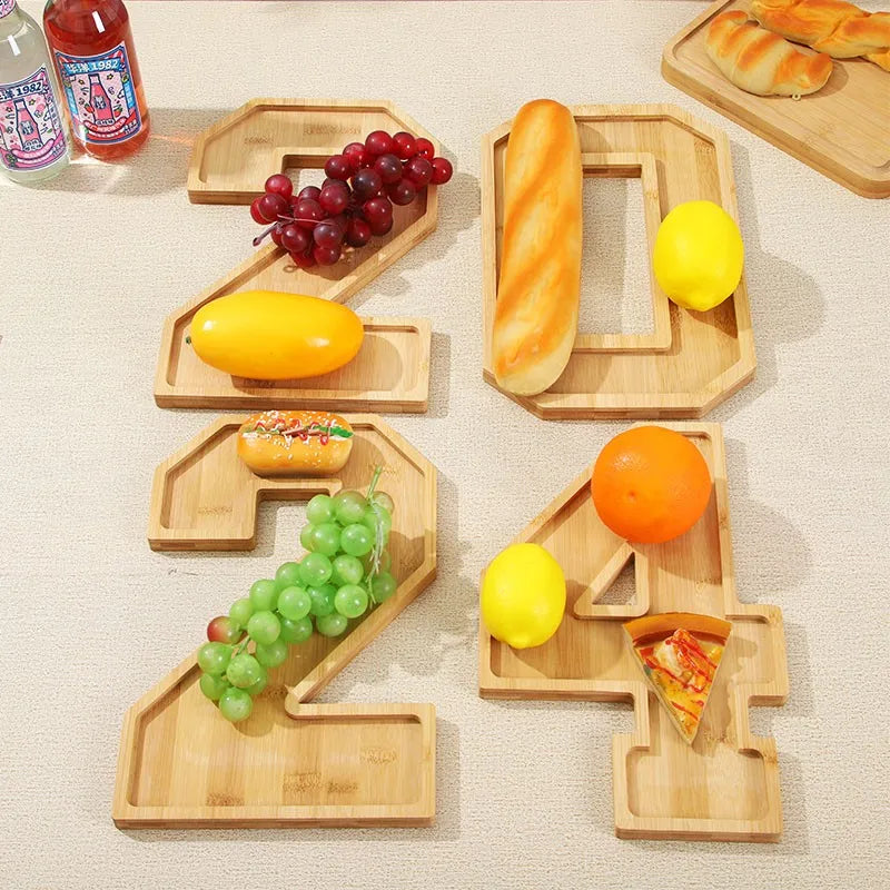 Rustic Wood Numbered Serving Platter