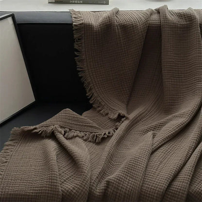 Cozy Solid Color Cotton Throw Blanket