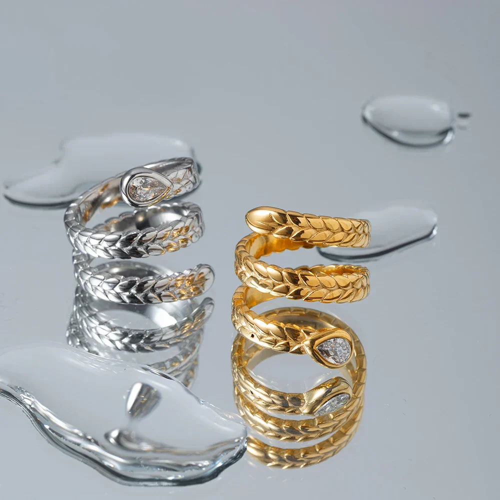 Sparkling Triple Leaf Crystal Ring