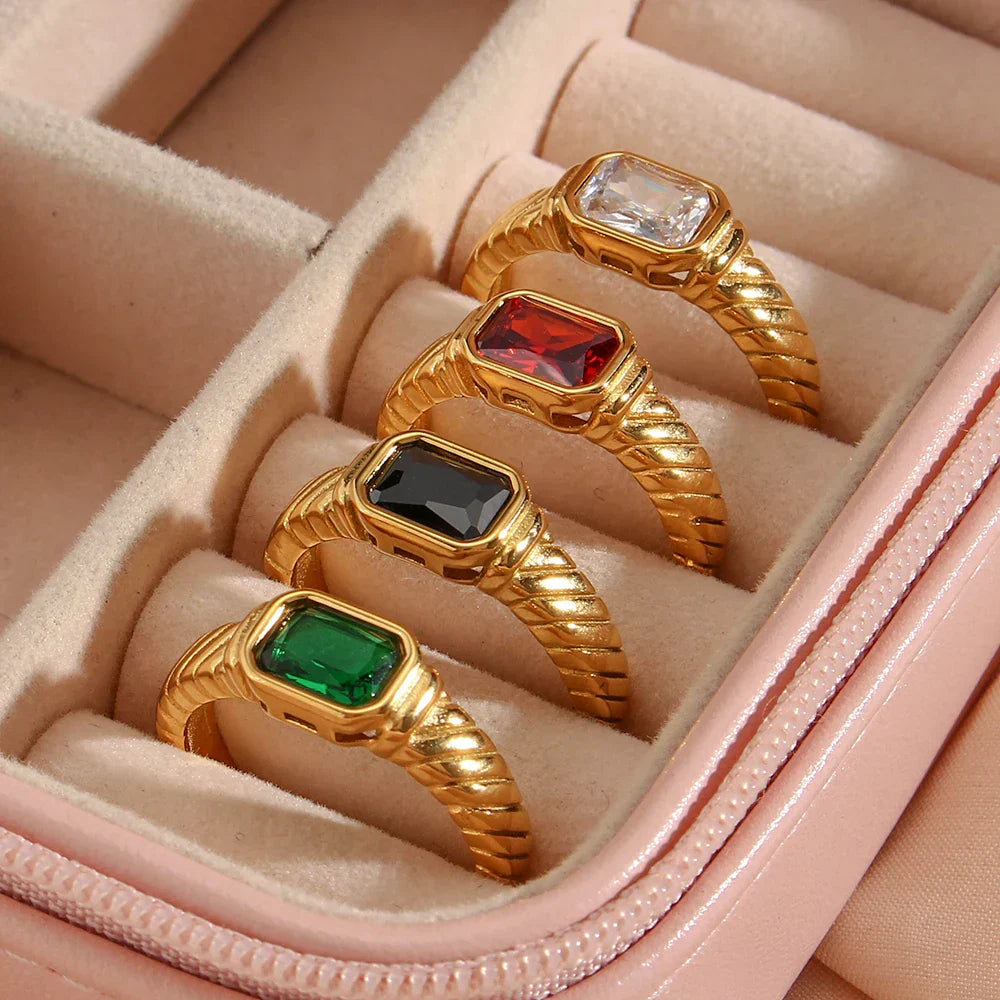 Fashionable Multi Color Baguette Ring