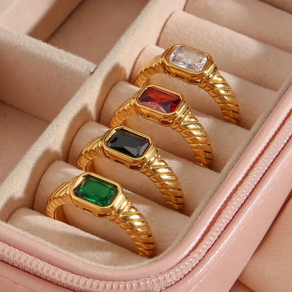 Fashionable Multi Color Baguette Ring