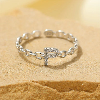 Elegant Initial Diamond Letter Ring