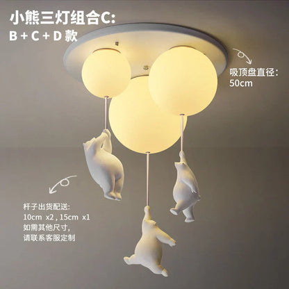Colorful Bear LED Kids Ceiling Lamp Soft Night Light