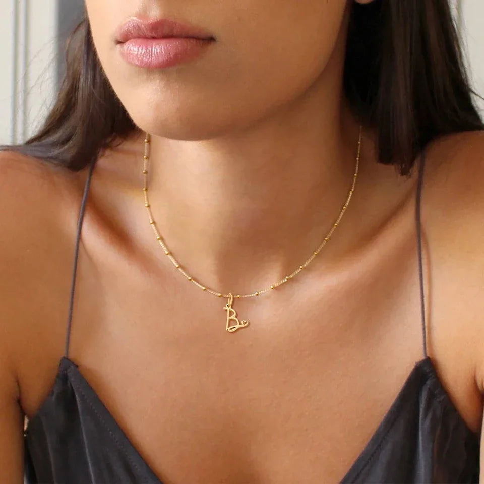 Dainty Astral Chain Letter Heart Pendant - Luxicro