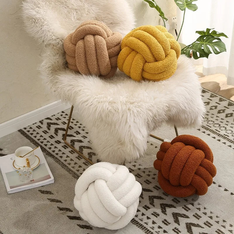 Plush Sheepskin Ball Throw Pillow