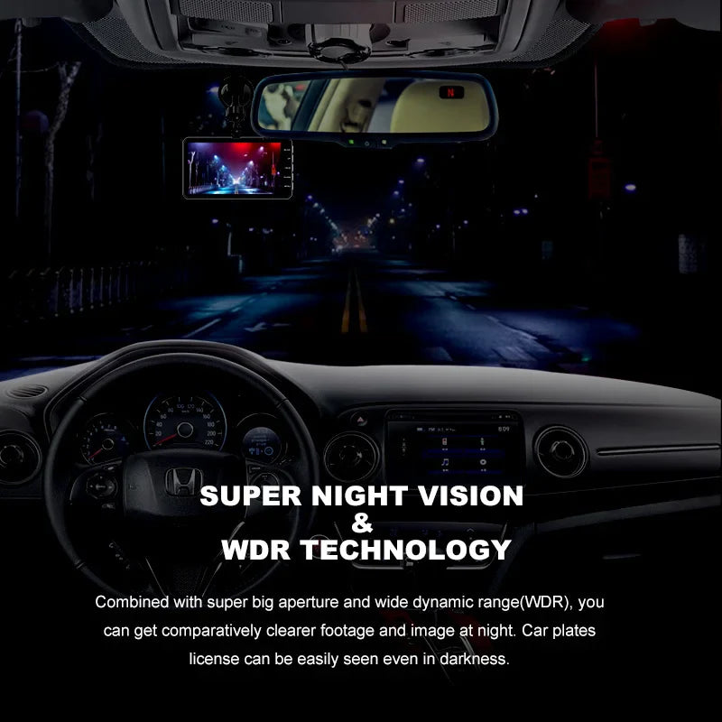 Dual Lens Car Dash Cam with Loop Recording & G Sensor