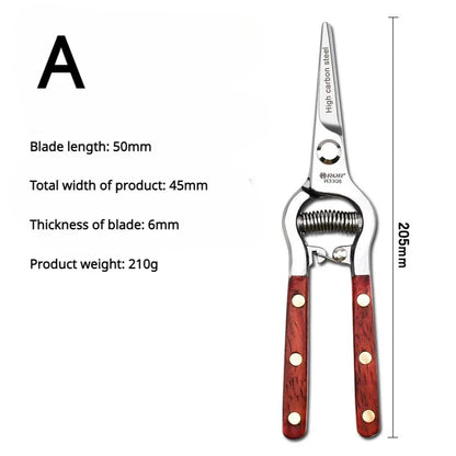 Heavy Duty Garden Pruning Shears with Wooden Handle - Luxicro