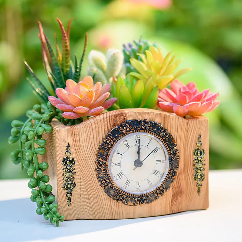 Elegant Flower Desk Clock Decor