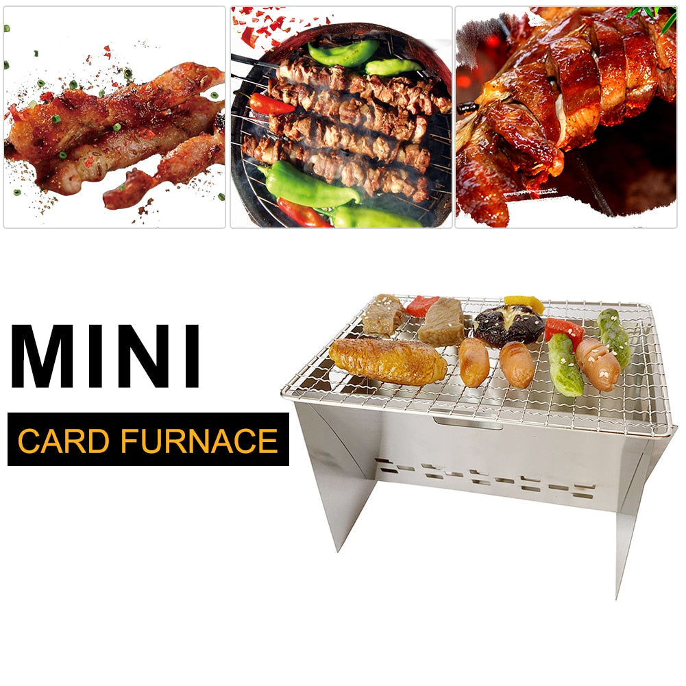 Compact Stainless Steel Collapsible Outdoor BBQ Grill