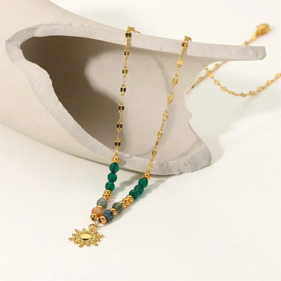 Dainty Boho Chic Sun Drop Necklace