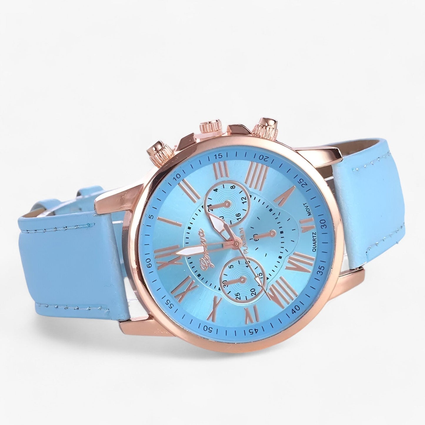 Durable Brown Leather Ladies Watch 42mm