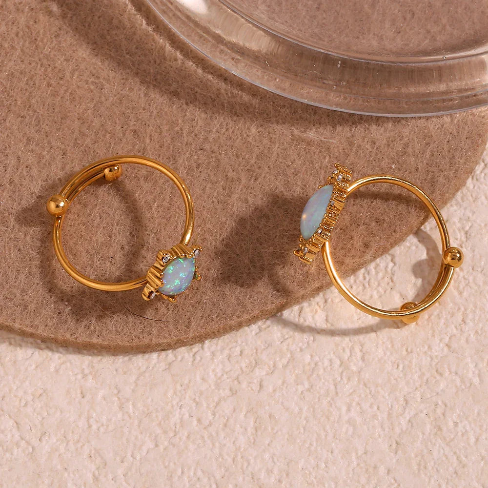 Shiny Gemstone Adjustable Fashion Rings
