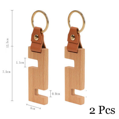 Compact Wooden Phone Holder Keychain - Luxicro