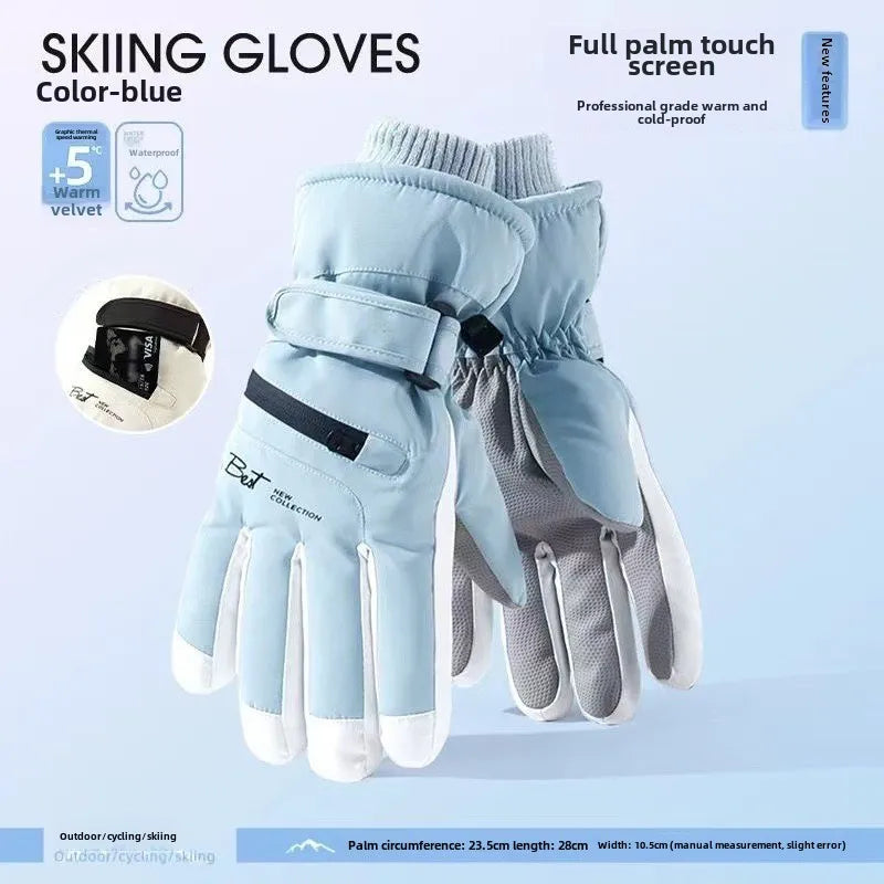 Warm Waterproof Ski Gloves with Touchscreen Fingers - Luxicro