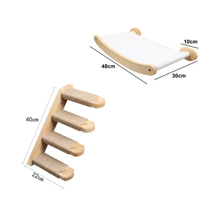 Compact Wall Mount Cat Tower Scratching Post Set