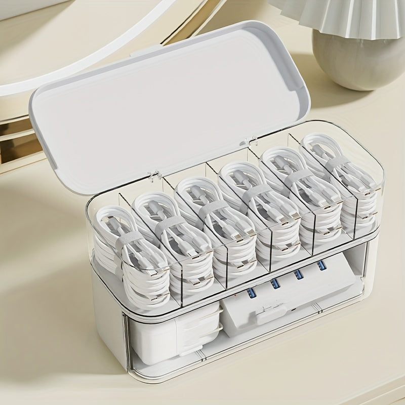 Compact Cable Management Box for Desk Organization