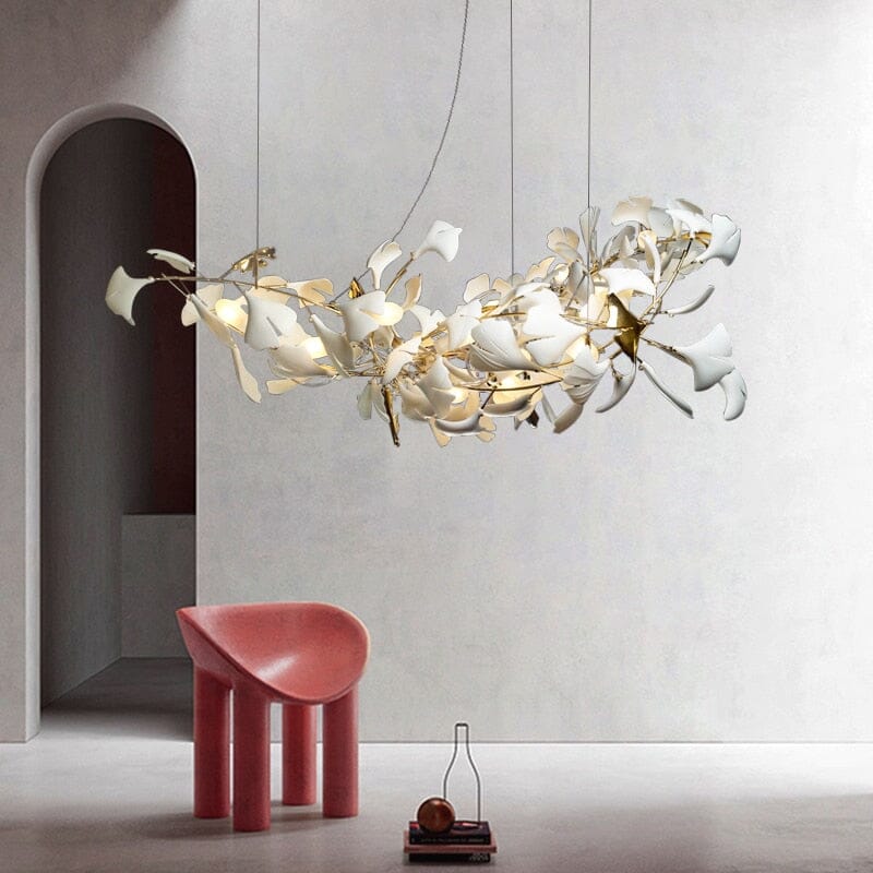 Elegant White Leaf Hanging Lamp Adjustable Cord - Luxicro