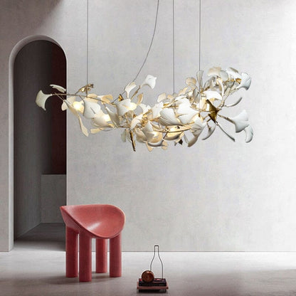Elegant White Leaf Hanging Lamp Adjustable Cord - Luxicro