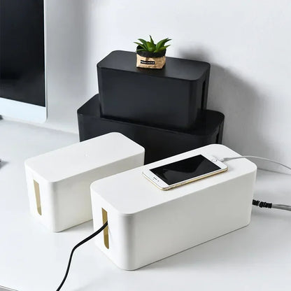 Cable Management Box with Lid - 32cm Cord Organizer