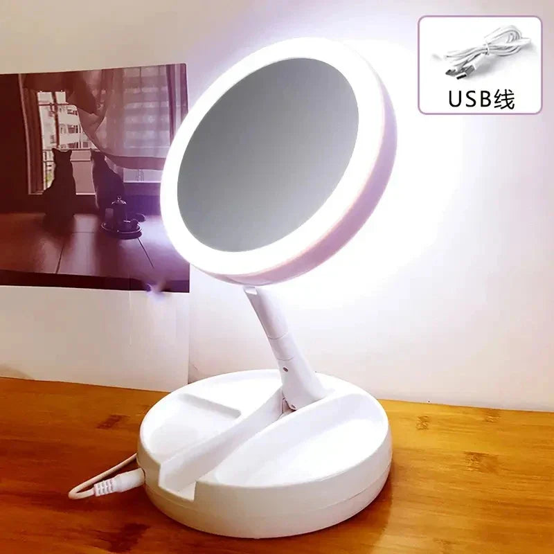 Portable LED Travel Mirror with 10x Magnification - Luxicro