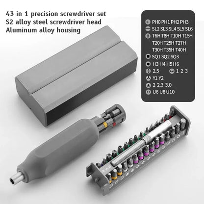 Compact Electronic Screwdriver Kit with Phillips and Torx Tips