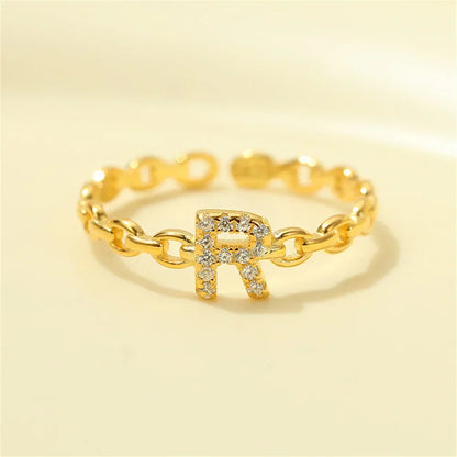 Dainty Diamond Monogram Letter Ring