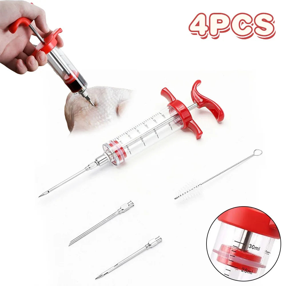 Fast BBQ Meat Syringe with Sharp Steel Needles
