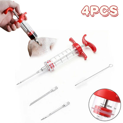 Fast BBQ Meat Syringe with Sharp Steel Needles