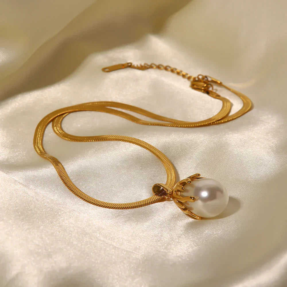 High Quality 18k Pearl Necklace Set