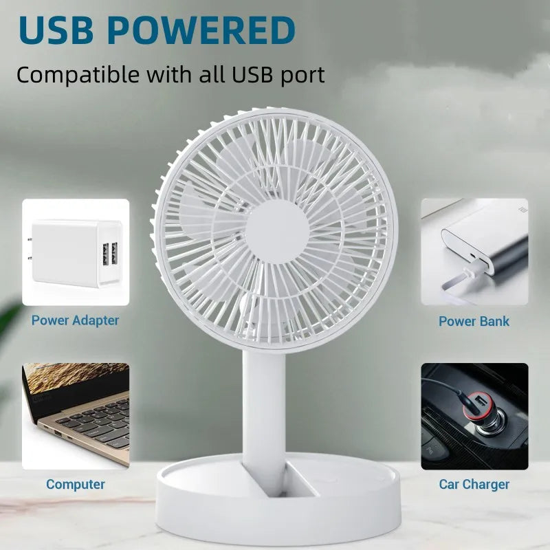 Collapsable Round Fan Compact Folding Fan with 4 Speeds and 90° Tilt – Luxicro