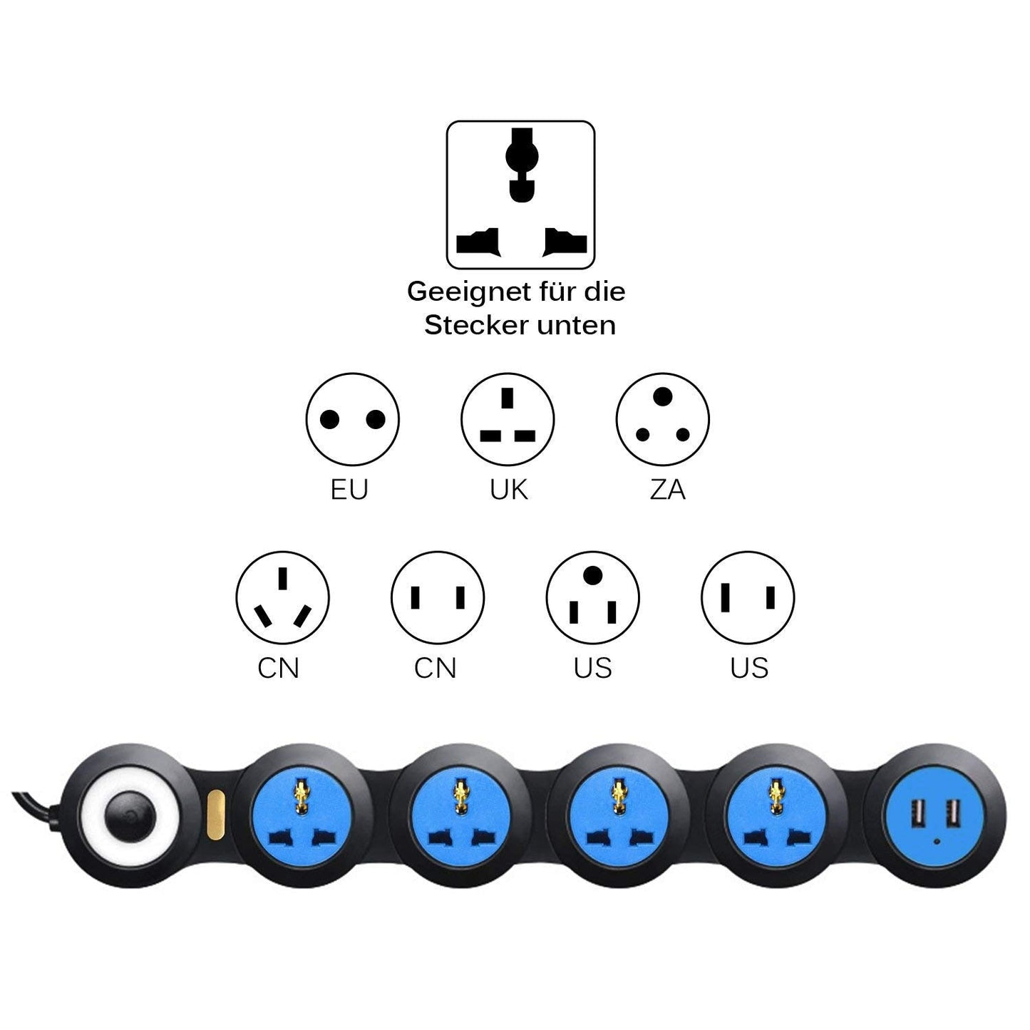 Space Saving 6 Outlet Power Extension Cord