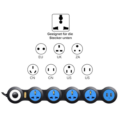 Space Saving 6 Outlet Power Extension Cord