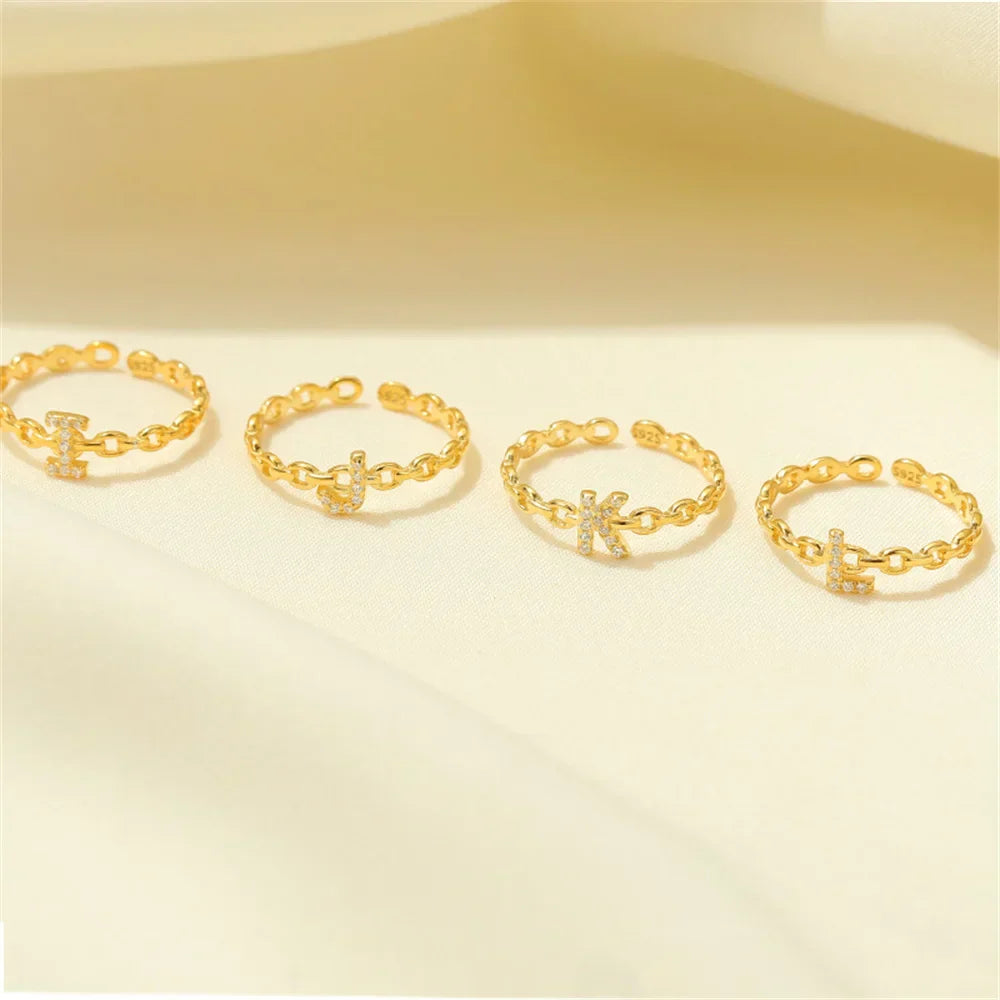 Elegant Initial Diamond Letter Ring