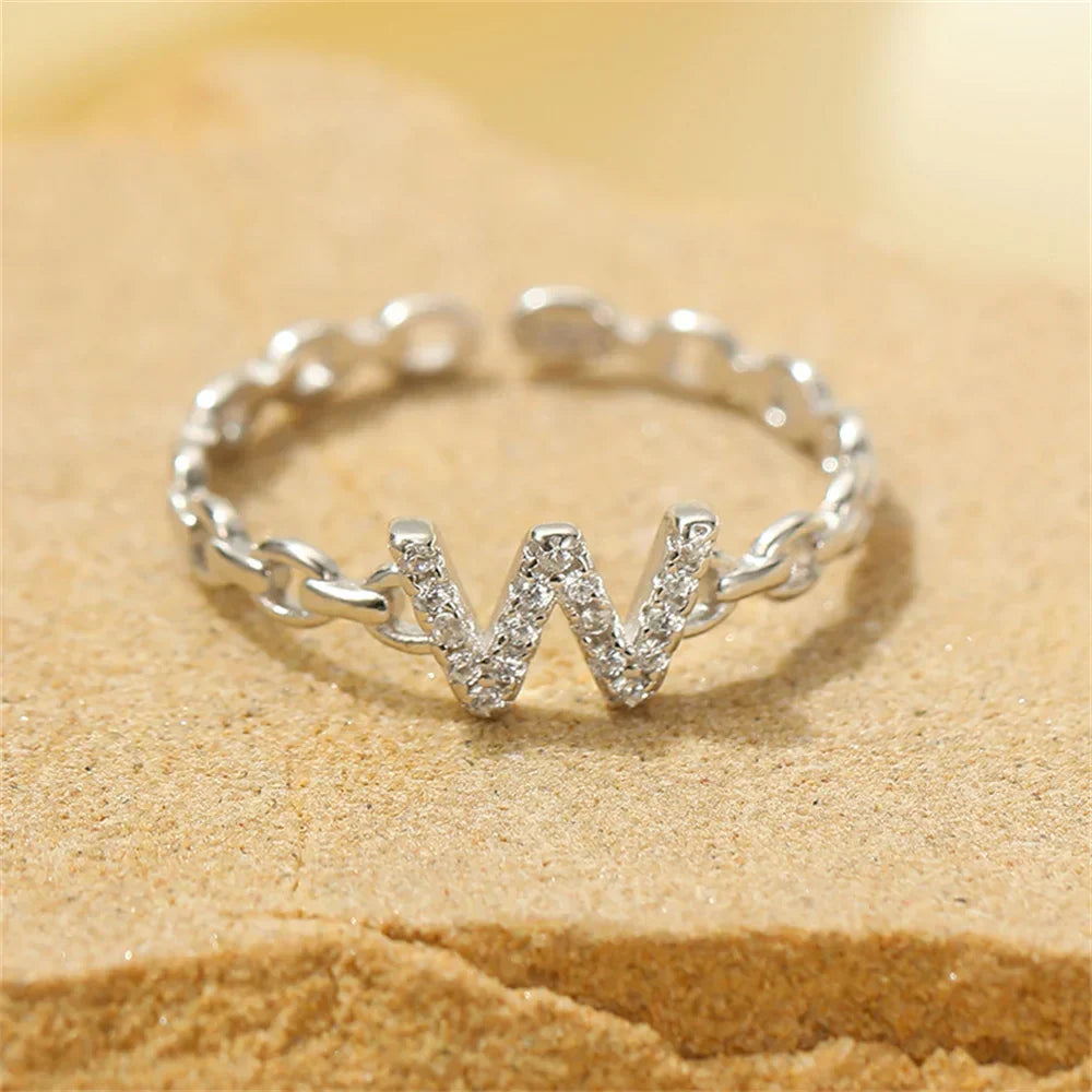 Elegant Initial Diamond Letter Ring