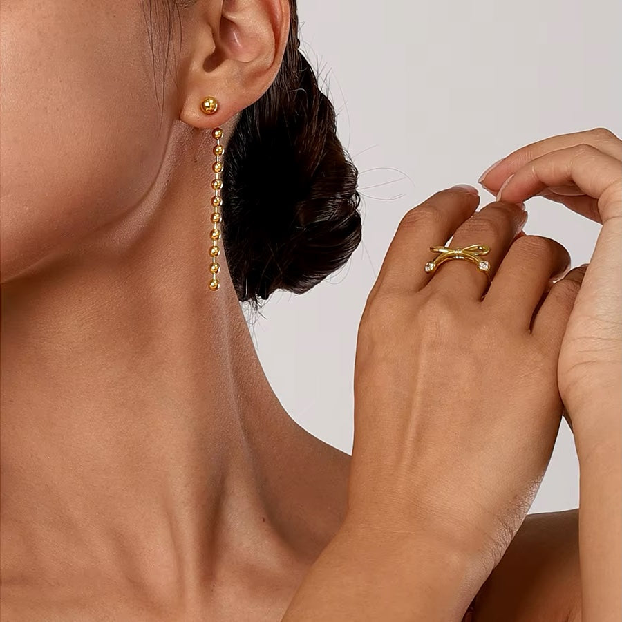 Elegant Dainty Beaded Gold Earrings