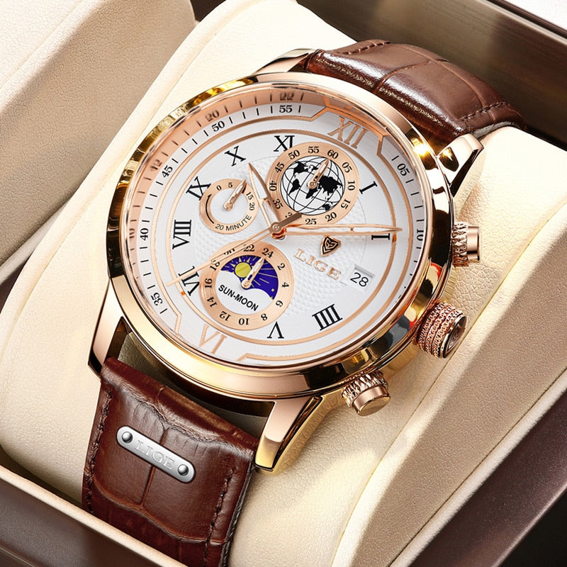 Stylish Quartz Leather Men's Watch - Luxicro