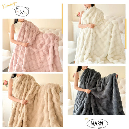 Plush Double Layer Faux Fur Throw Blanket - Luxicro