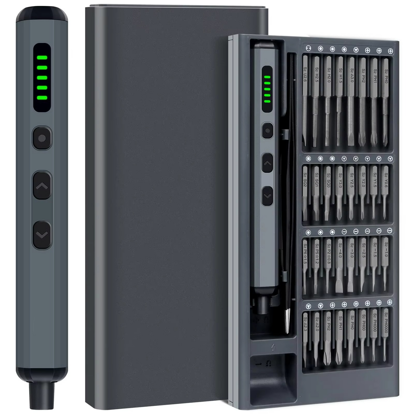 Portable Power Screwdriver Set with 64 Bits and LED - Luxicro