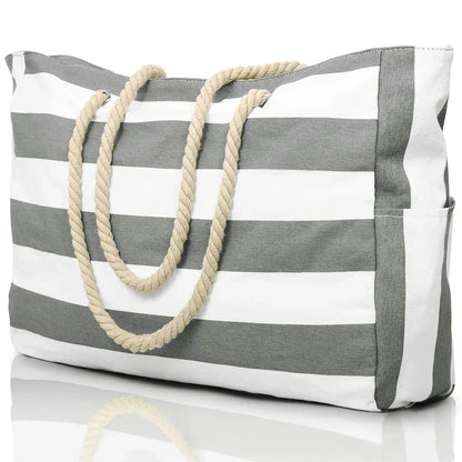 Vibrant Patterned Zip Beach Tote Bag