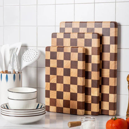 Simple Wooden Cutting Board with Grid Design - Luxicro