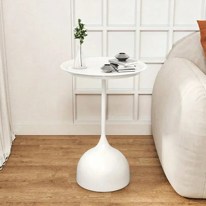 Sleek Silver Circle Side Table