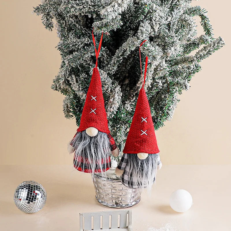 Fun Plush Gnome Ornaments with Bells and Holly